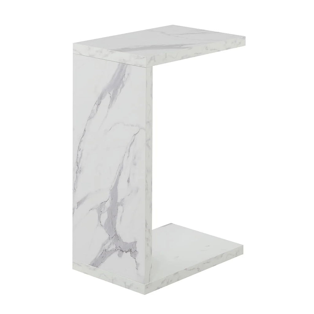 Faux White Marble Wood C End Table Set of 2 X138