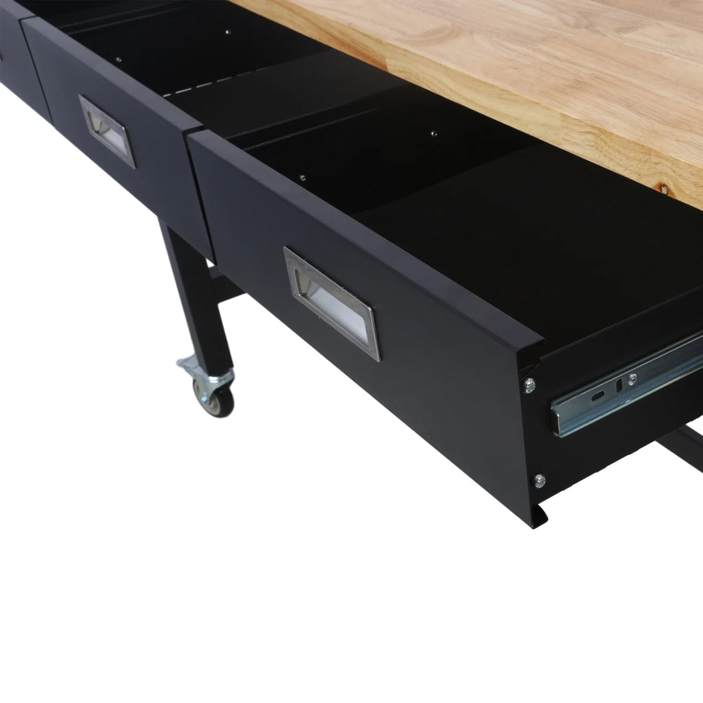 60in Adjustable Bamboo Wood Work Bench with Drawer Storage M45941