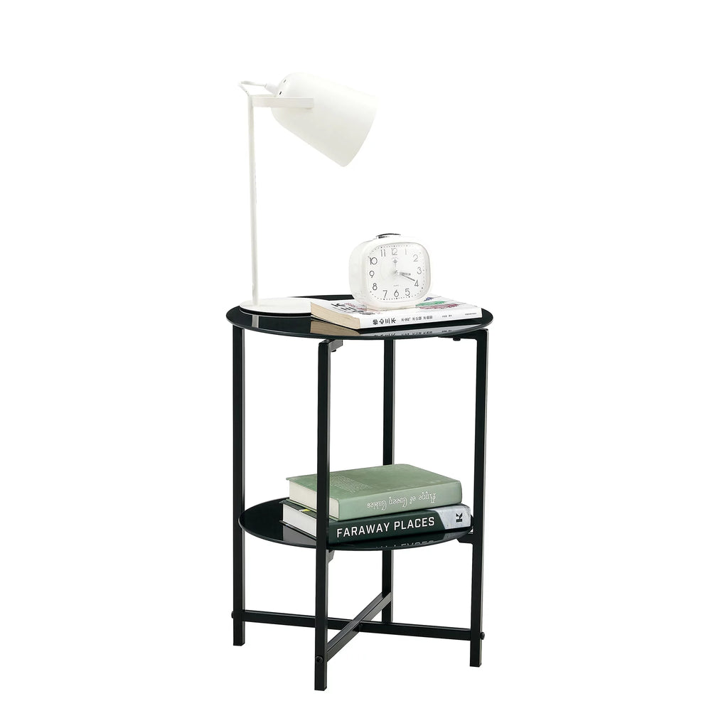Round Tempered Glass End Table N91085