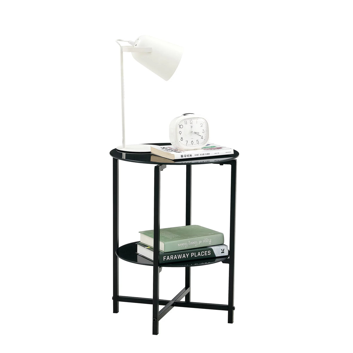 Round Tempered Glass End Table N91085