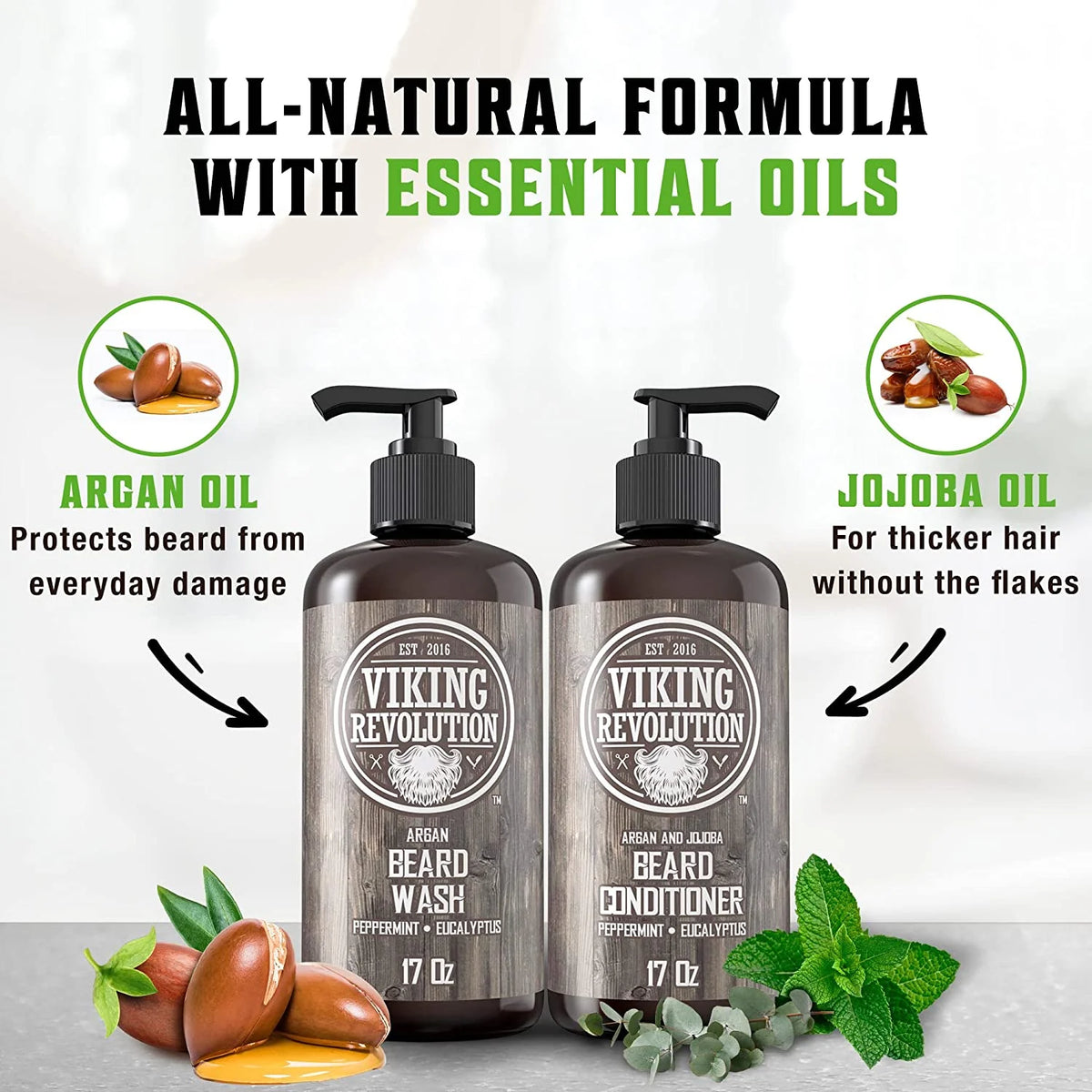 Beard Wash & Beard Conditioner Peppermint & Eucalyptus 34 Oz K6562