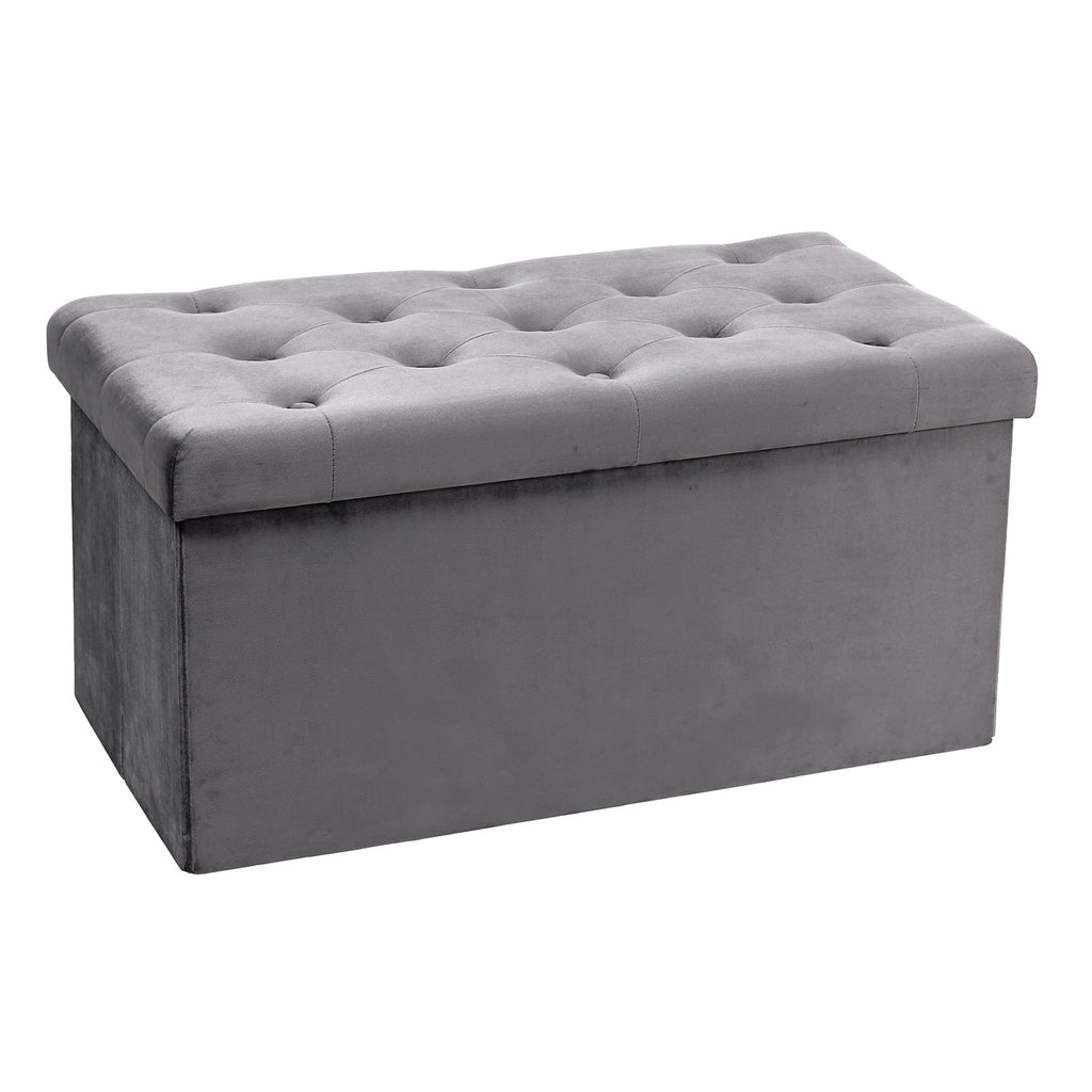 31.5" Grey Velvet Storage Ottoman D11410