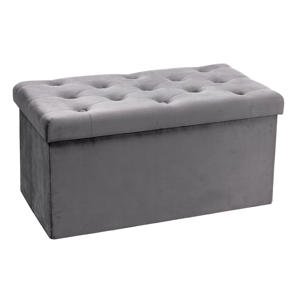 31.5" Grey Velvet Storage Ottoman D11410