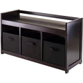 4-Pc Storage Bench & 3 Black Fabric Baskets B649