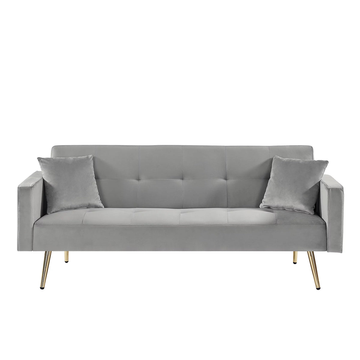 Grey Velvet Convertible Futon Sofa Bed T687770
