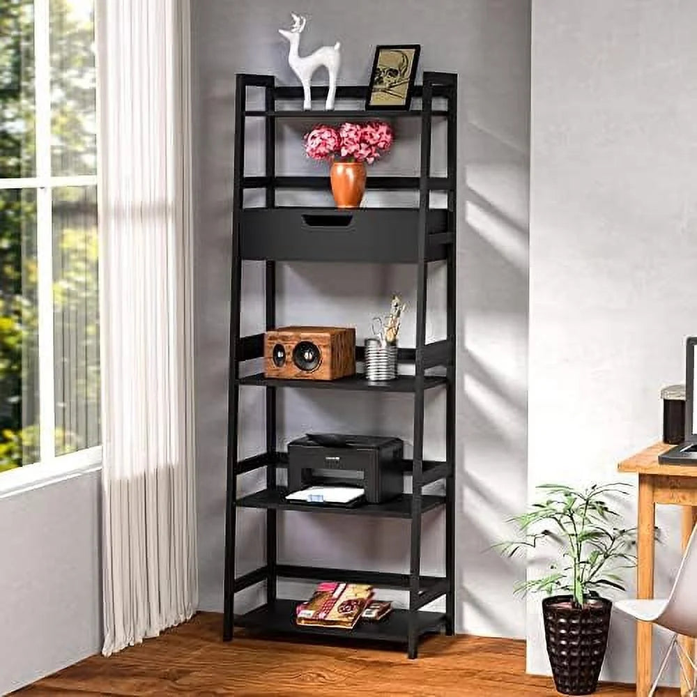 White Bookshelf with Drawers S38356