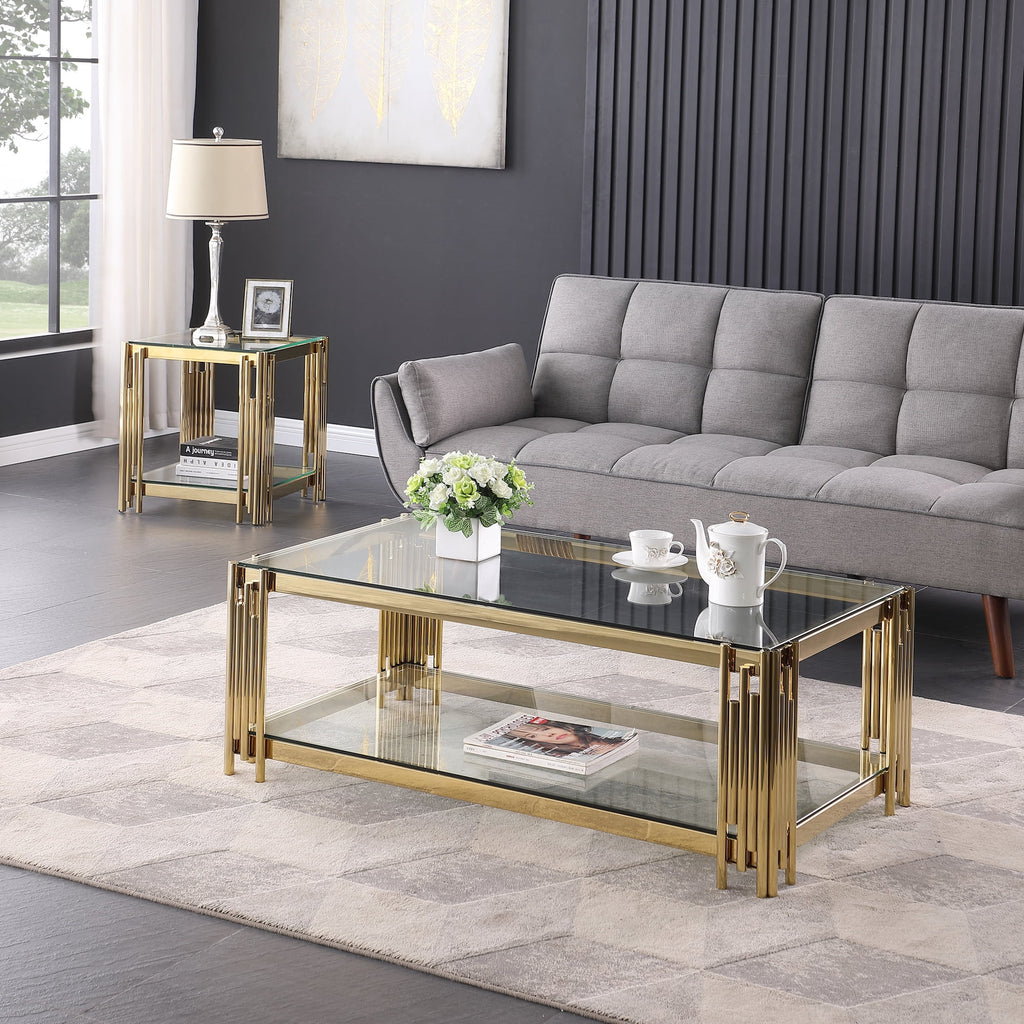 48" Wide Rectangular Glass Top Coffee Table I705