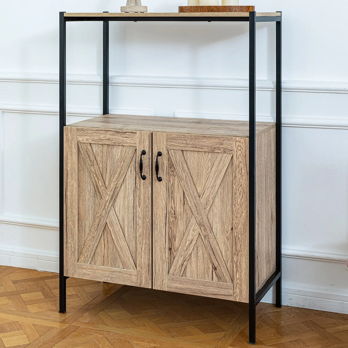 47" Oak Storage Cabinet with Hutch R538967