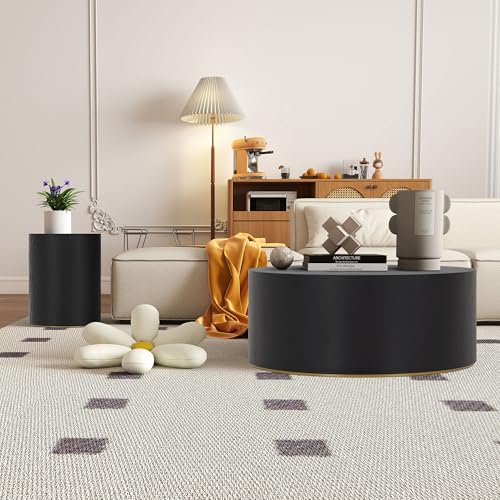 15.75'' Round Coffee Table with Faux Marble Pattern A35788