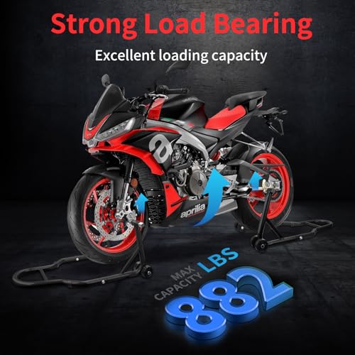 Motorcycle Stand & Lift Combo 882LBS Front/Rear Wheel Stand Black R148367