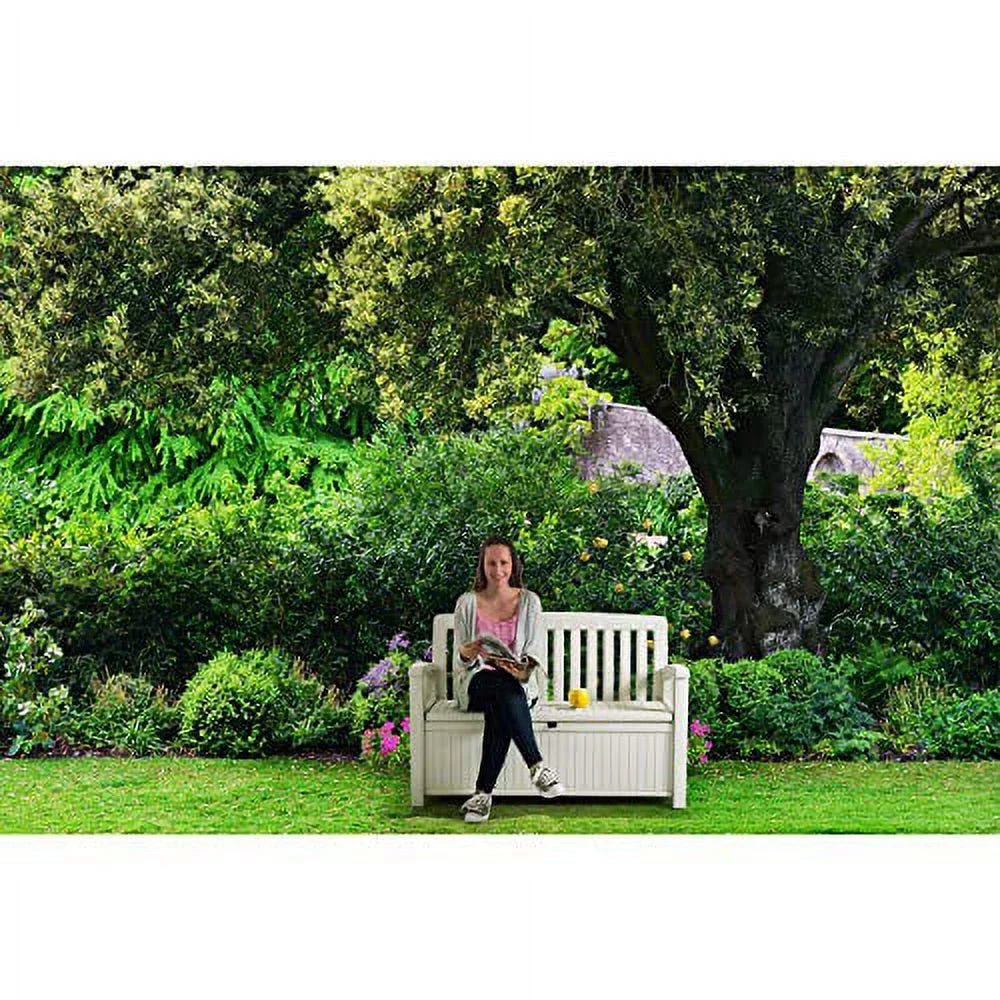 60 Gallon Ivory Storage Bench Deck Box D4974