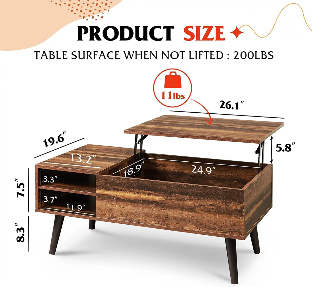 Lift Top Coffee Table with Storage A59113