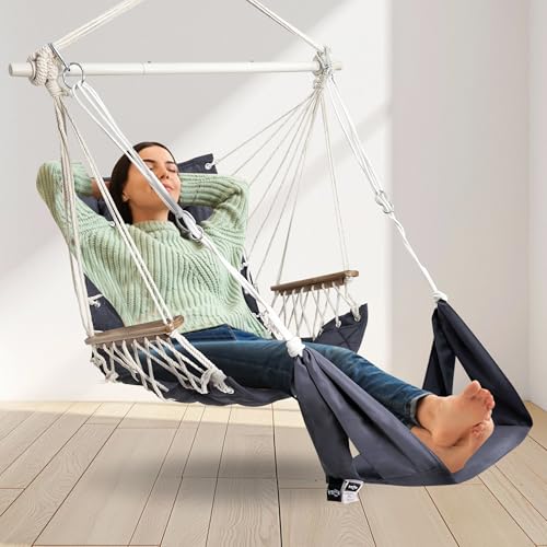 Dark Grey Patio Swing Chair with Adjustable Footrest W8313