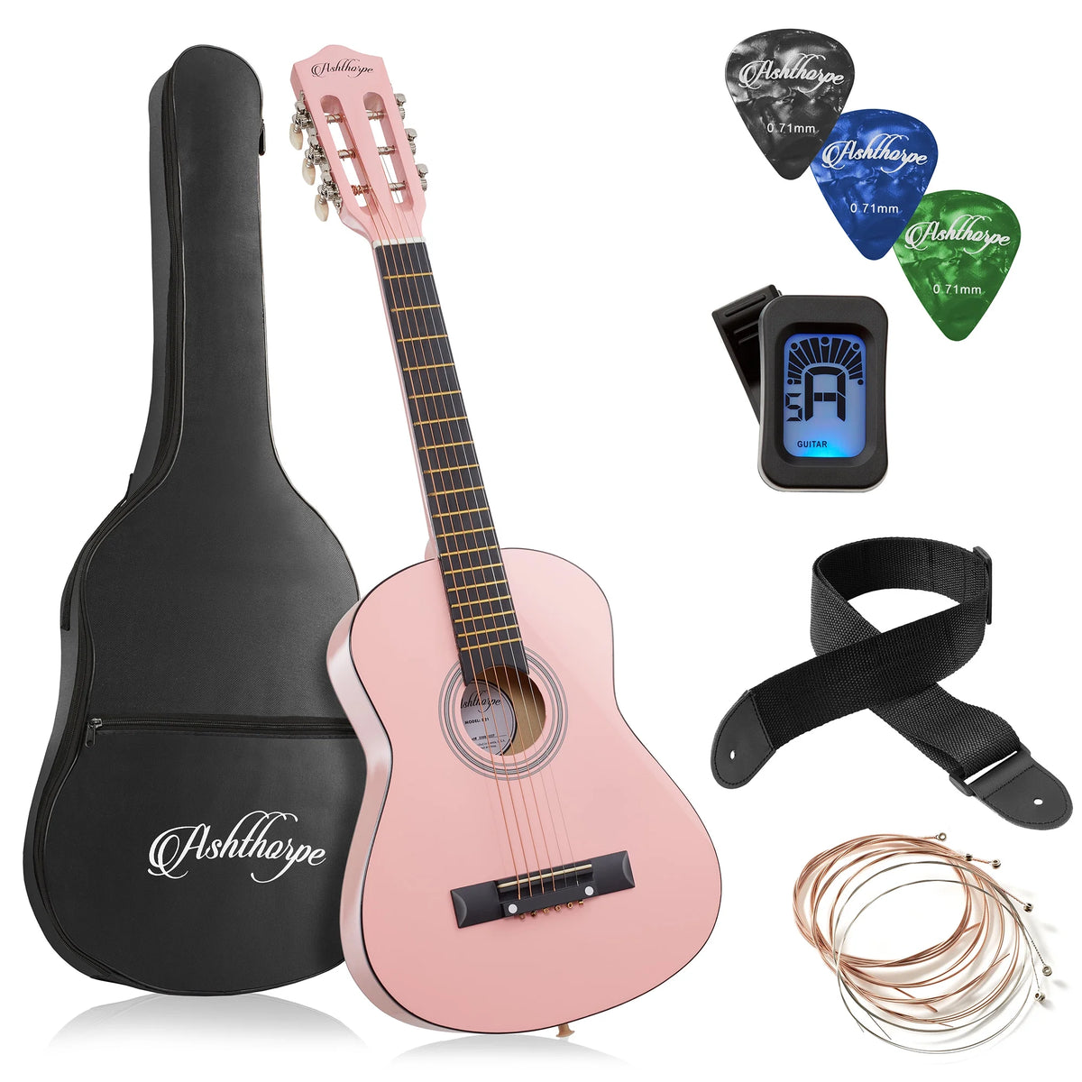 30-Inch Beginner Acoustic Guitar Starter Package, Pink K515341