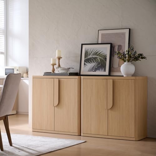 Natural 4 Door Sideboard Buffet Cabinet with Adjustable Shelves A404