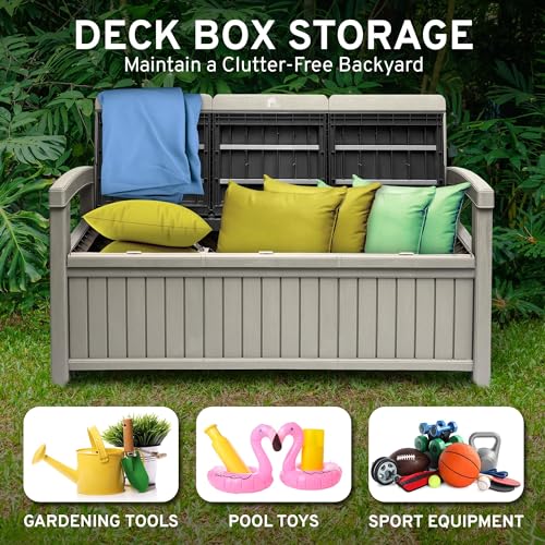 3 Seat 90 Gallon Weatherproof Resin Storage Bench U25493
