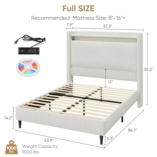 Queen Size Upholstered Platform Bed with Tall Headboard N90061