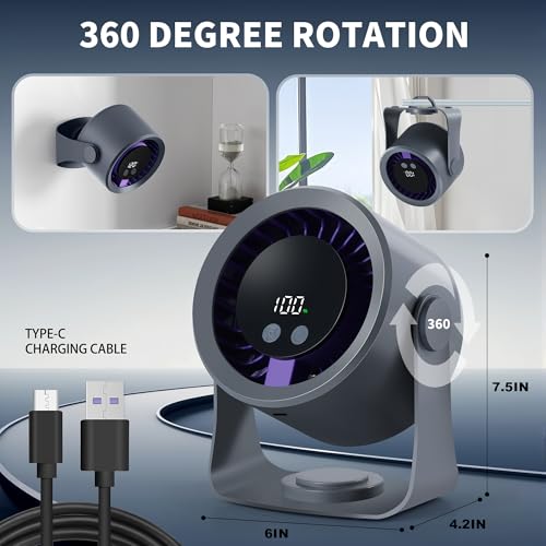 Rechargeable Portable Desktop Circulation Fan with 4000mAh Battery L620810