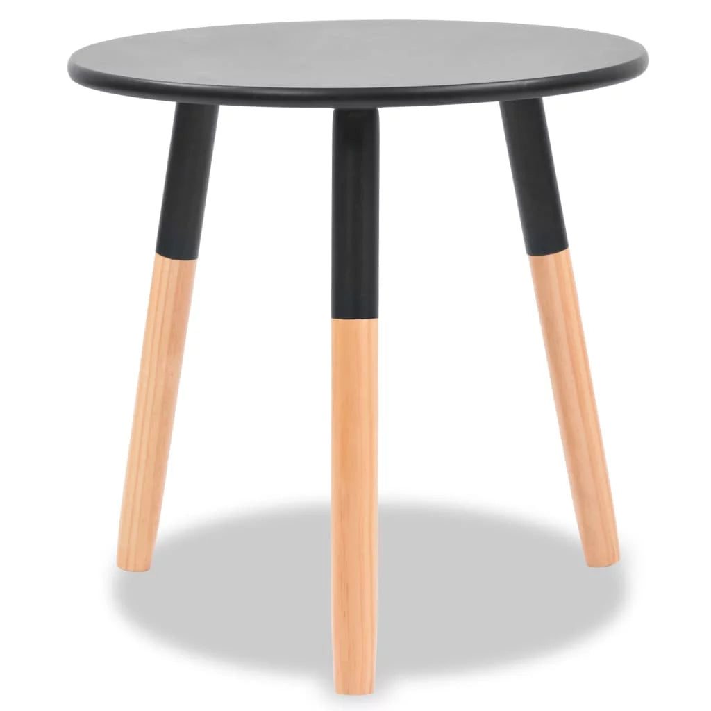 Black 2 Piece Solid Pinewood Side Table Set U25146