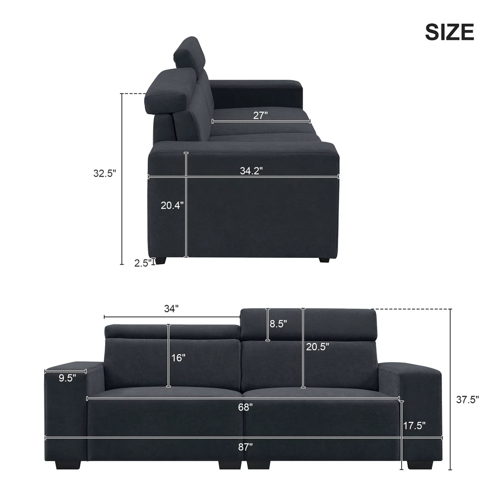 Black Velvet 2-Seater Sofa U50077