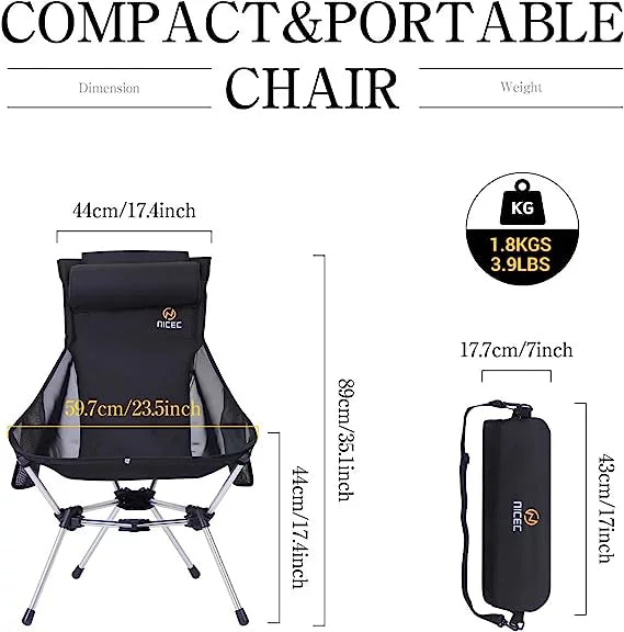 Ultralight High Back Folding Camping Chair with Carry Bag Q855356