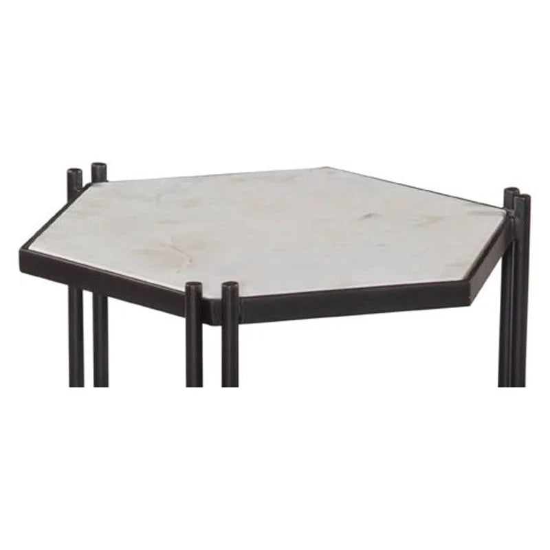 Black Metal White Marble Accent Table X756483