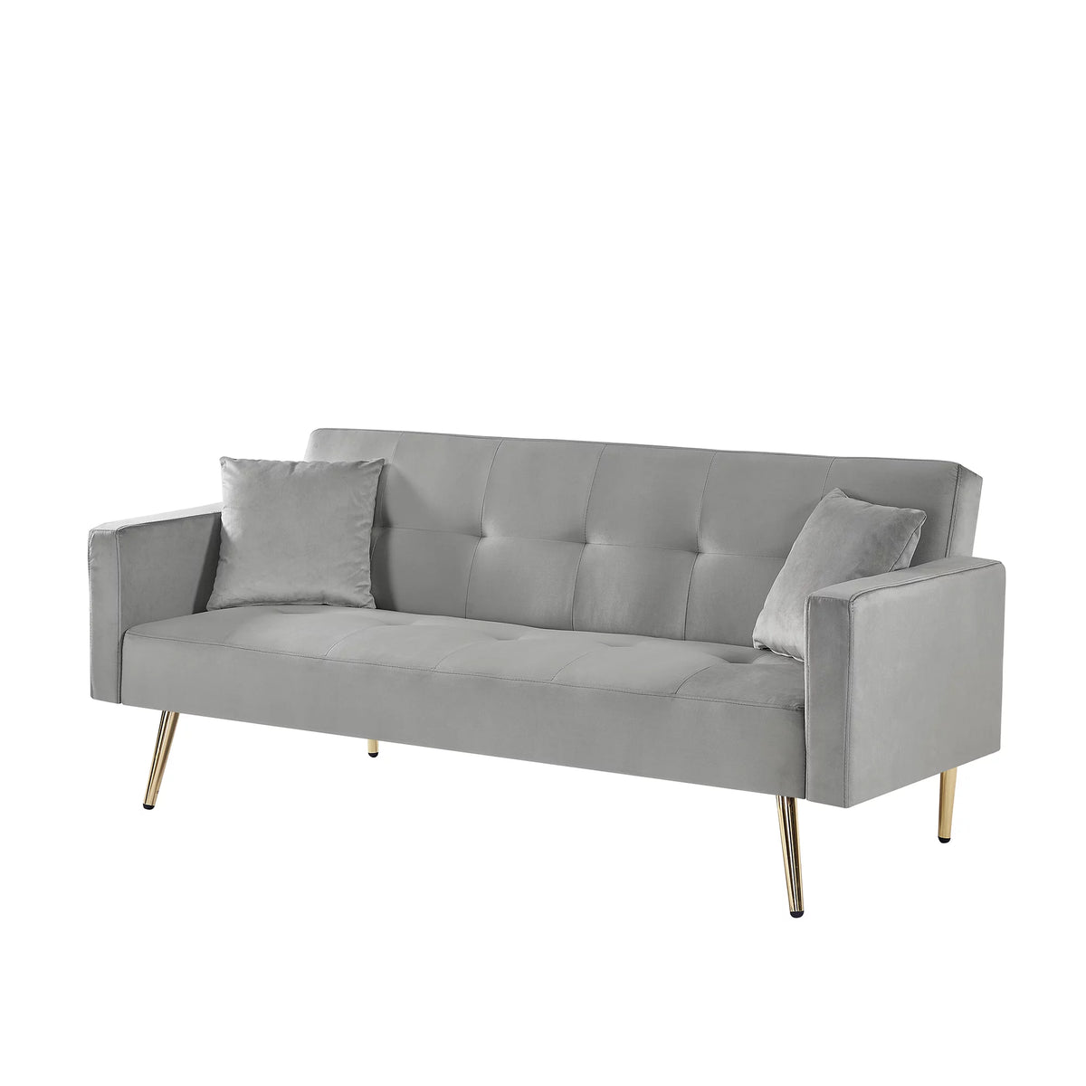 Grey Velvet Convertible Futon Sofa Bed T687770