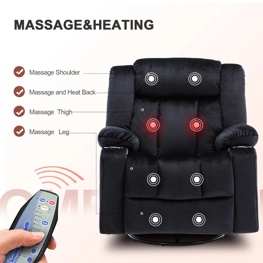 Black Heated Massage Recliner Chair L197995