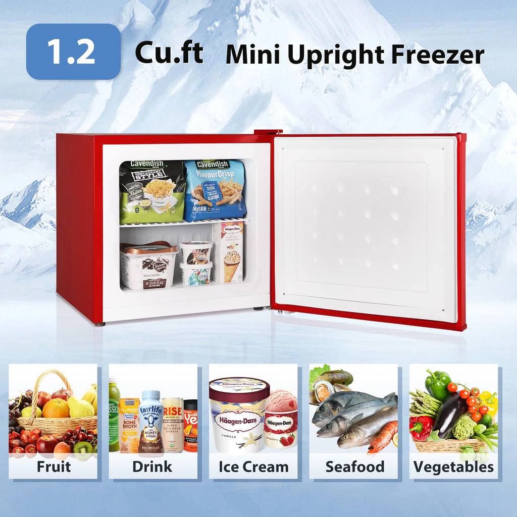 Mini Upright Freezer 1.2Cu.ft Red L637
