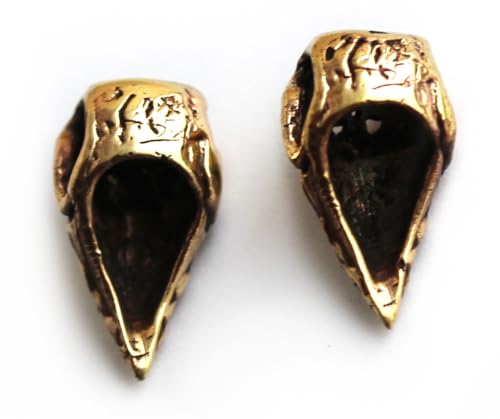 Bronze Norse Viking Celtic Raven Head Beard Beads Rings I2093