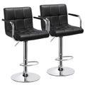 2pcs Black Faux Leather Swivel Bar Stools B1955