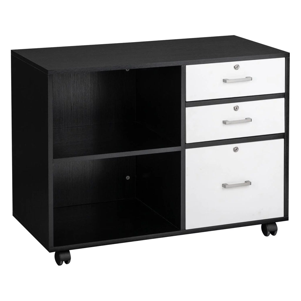3 Drawer Wood File Cabinet with Locks and Wheels P426882