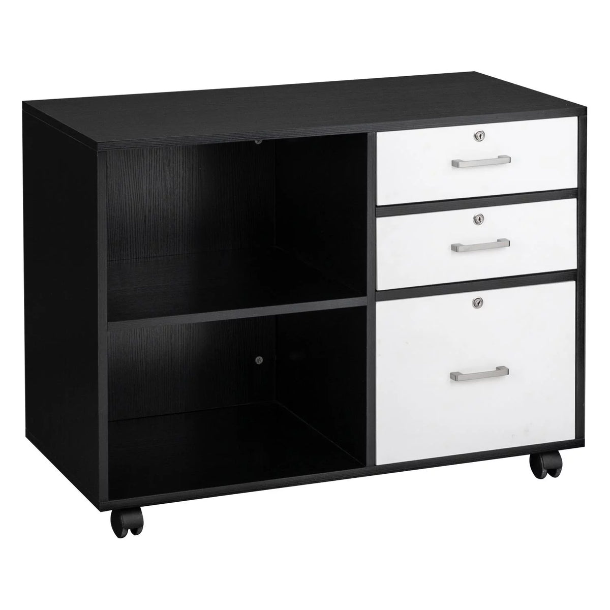 3 Drawer Wood File Cabinet with Locks and Wheels P426882