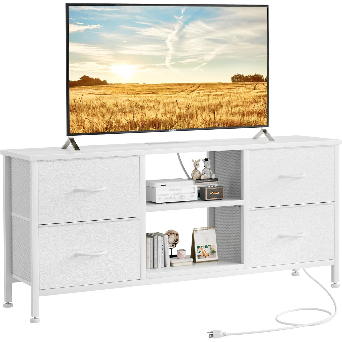 White 4 Drawer Dresser TV Stand A924