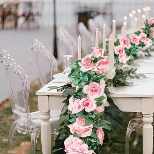 White 10PCS Artificial Rose Garland 7.5Ft U340