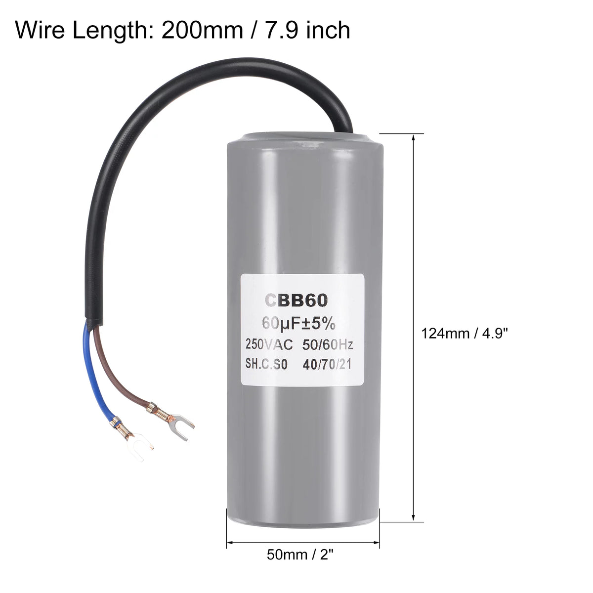 124x50mm 60uF 250V AC Run Capacitor U9580