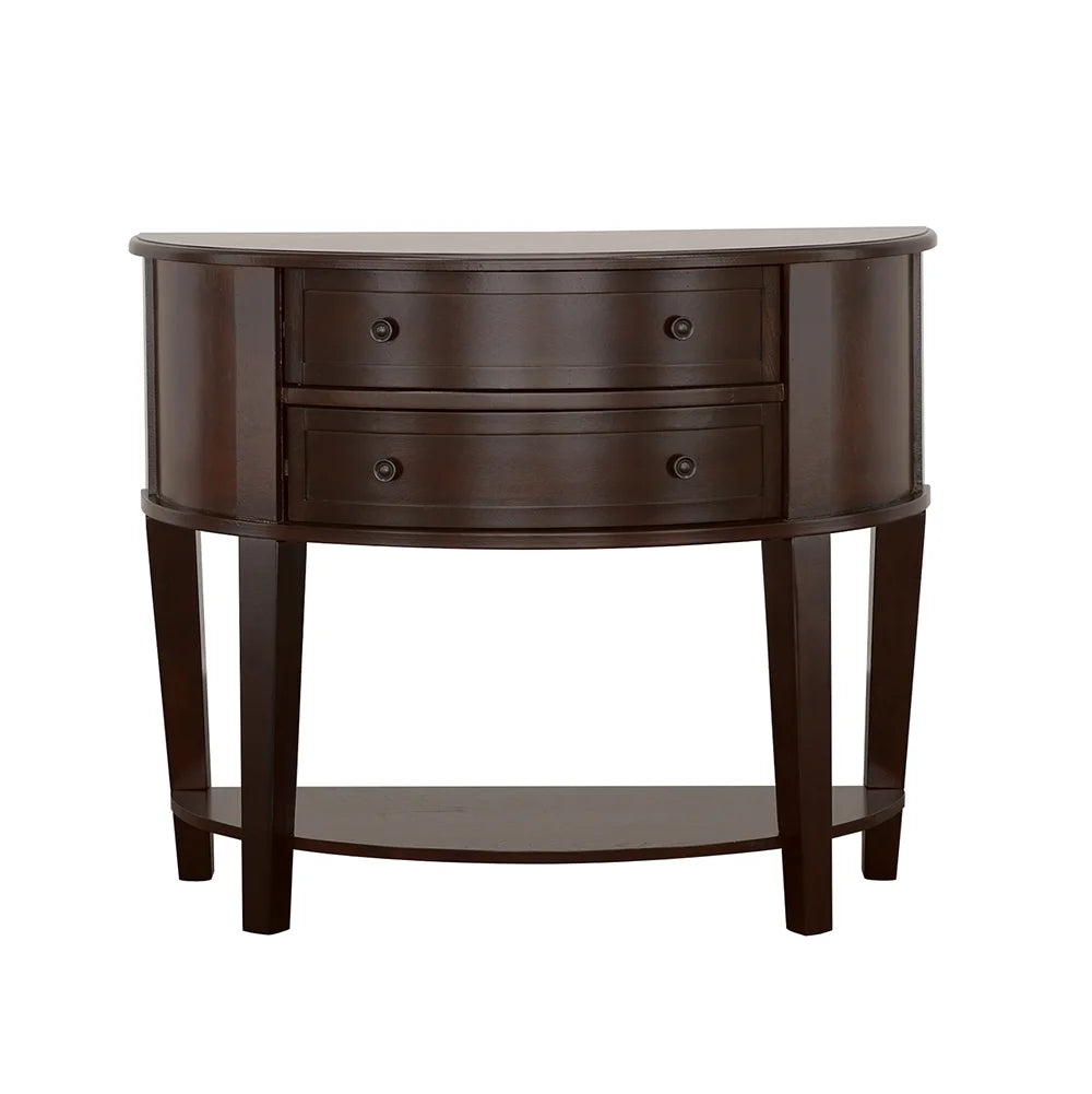 2-drawer Demilune Shape Console Table Cappuccino D656