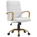 White Mid-Back Swivel PU Leather Office Chair with Gold Frame X20811