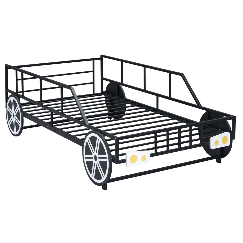 Twin Size Metal Bed Frame with Headboard and Guardrail B34078