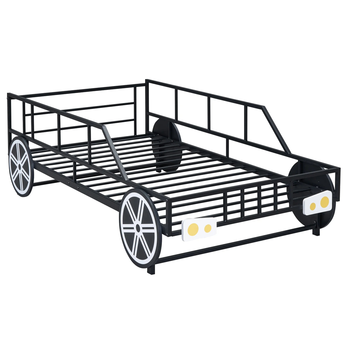 Twin Size Metal Bed Frame with Headboard and Guardrail B34078