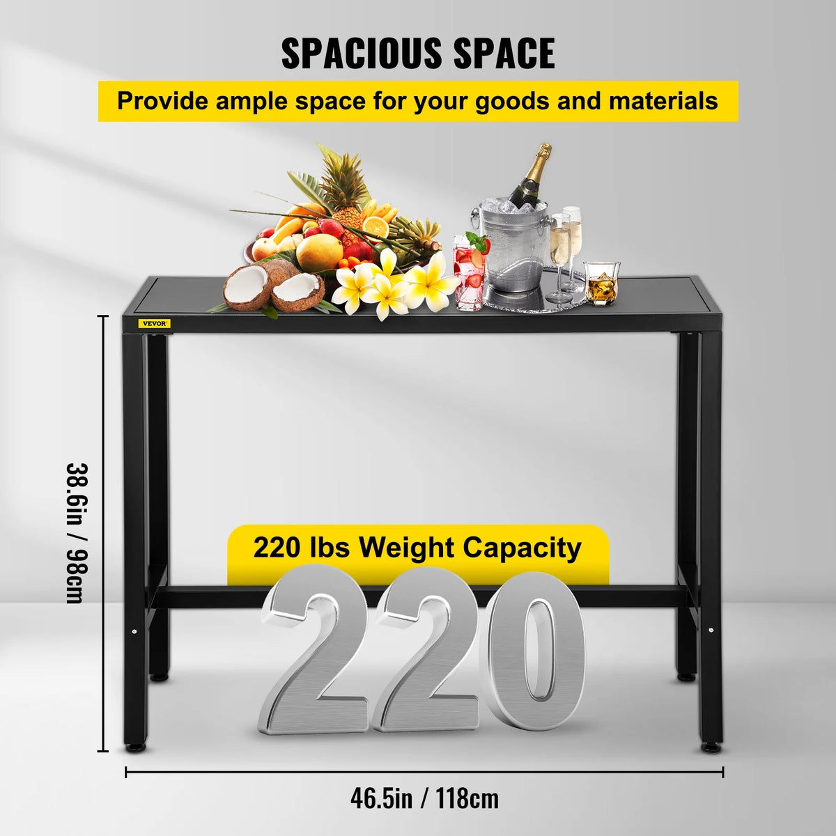 Narrow Rectangular Bar Height Outdoor Table with Adjustable Feet W721868