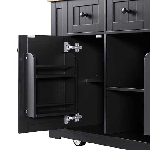 53" Kitchen Cart Island on Wheels with Power Outlet A159