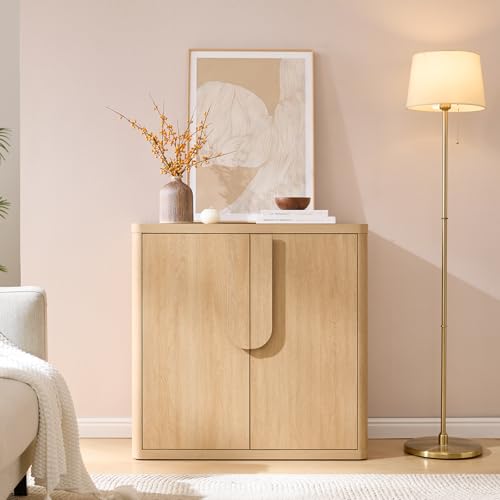 Natural 4 Door Sideboard Buffet Cabinet with Adjustable Shelves A404