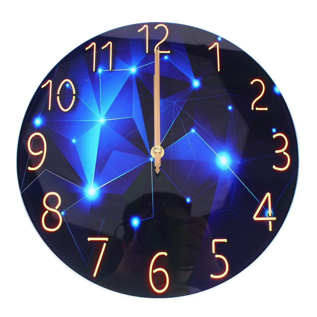 Blue Round Silent Wall Clock W190341