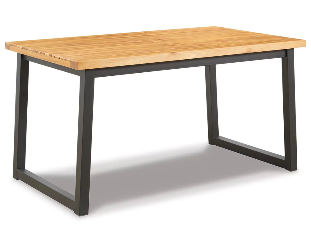 Wood Outdoor Dining Table Set (Set of 3) Brown/Black Z6941