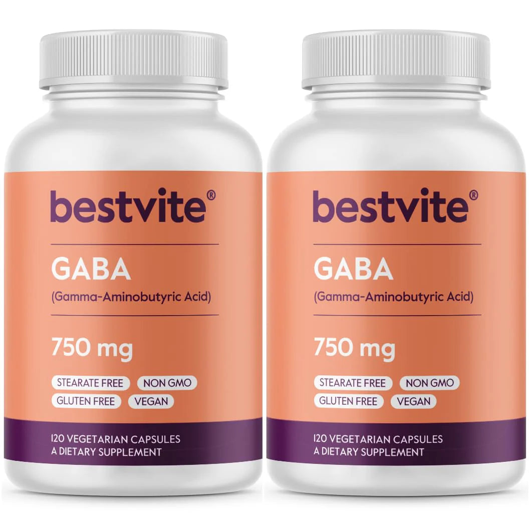 GABA 750mg Vegetarian Capsules 240 Vegan Gluten Free Non GMO F32070