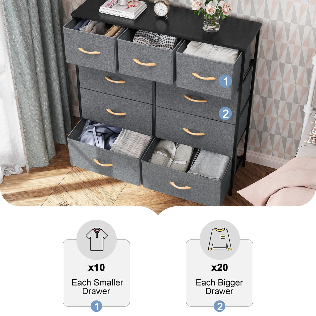 9 Drawer Grey Wood Dresser L9530
