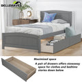 Twin Size Platform Bed Frame with Storage Drawer and Headboard G399