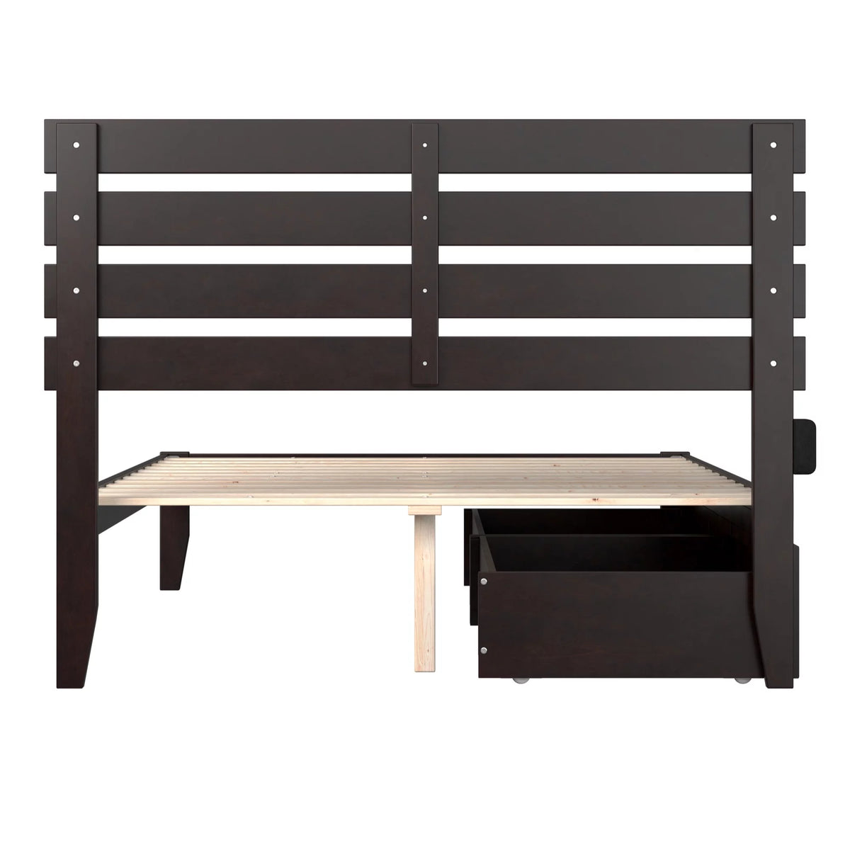 Modern Wood Full Bed with 2 Drawers R490
