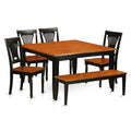 Black 6 Piece Dining Room Set Table 4 Chairs Bench N682573